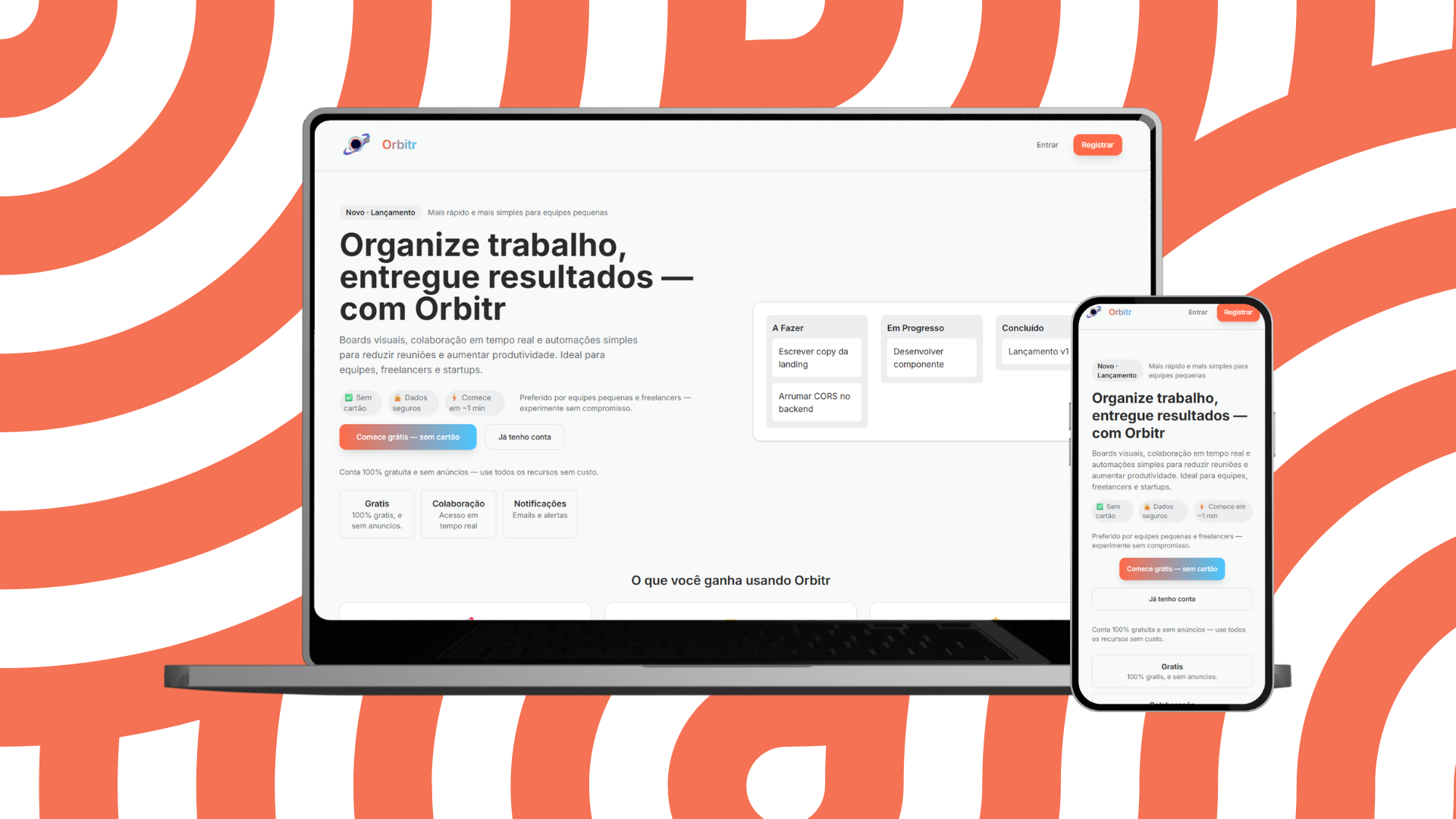 Preview do projeto Orbitr (Kanban)